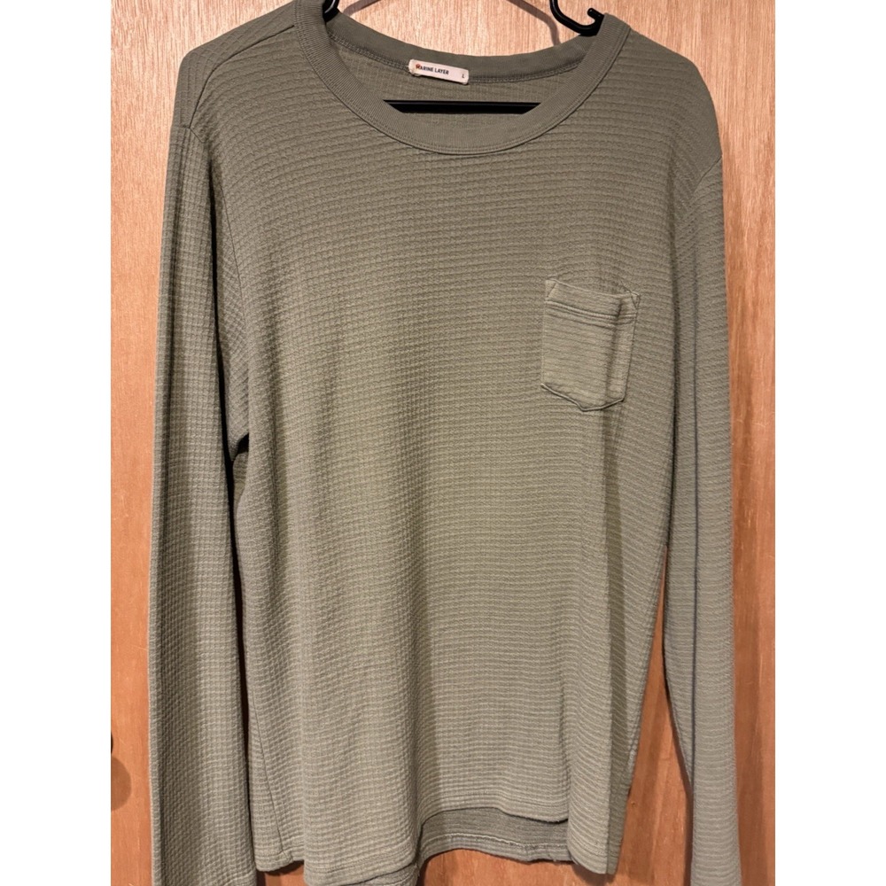 Marine Layer - Green Waffle Knit Shirt - Large (J)
